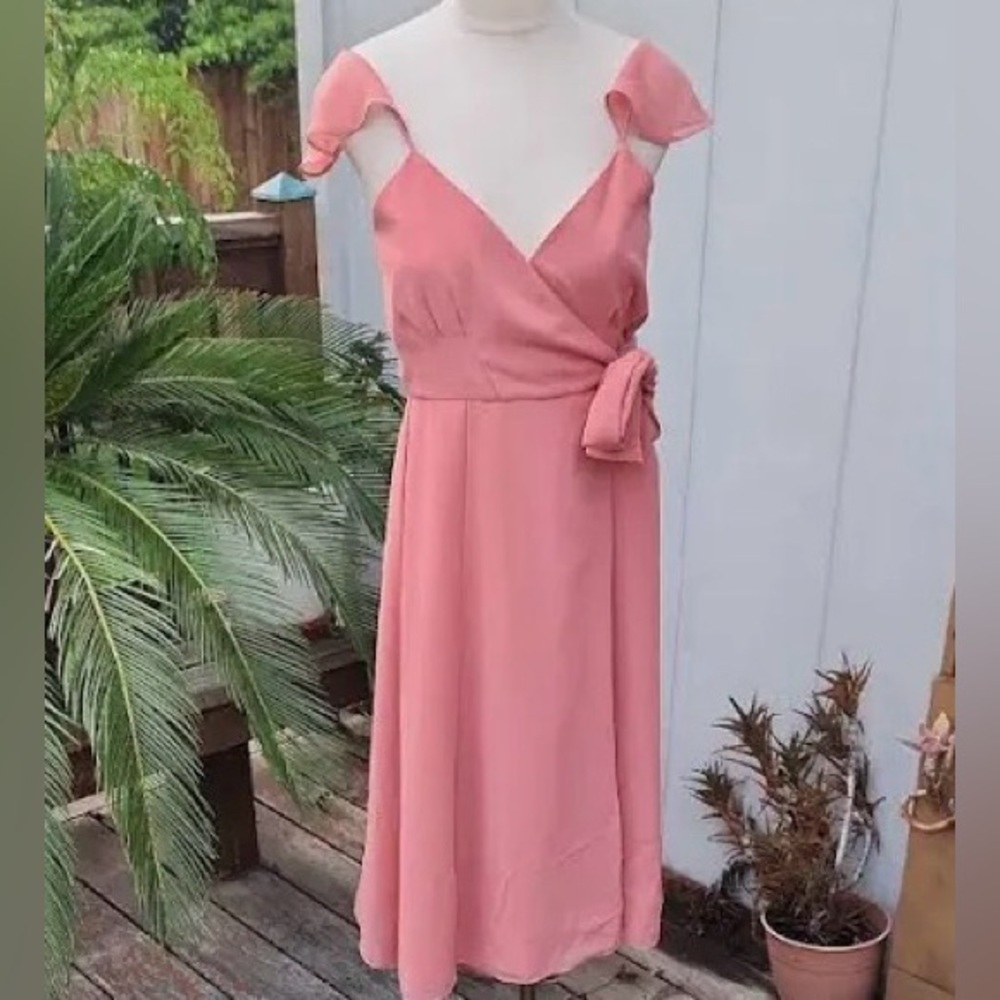 NEW Hutch One-Shoulder Wrap Dress in Rose Pink